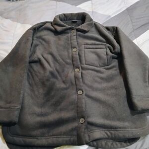 Cuddl Duds Black Teddy Jacket Button Down Size L